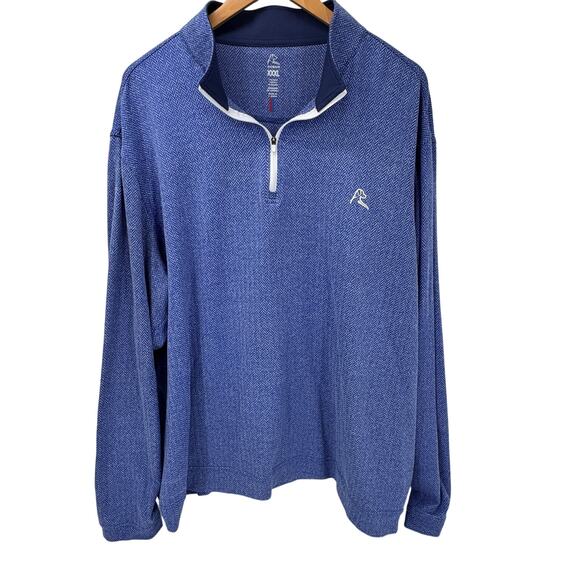 Rhoback 1/4 Zip Mens 3XL Blue Herringbone Pullover Golf Activewear - Picture 1 of 7